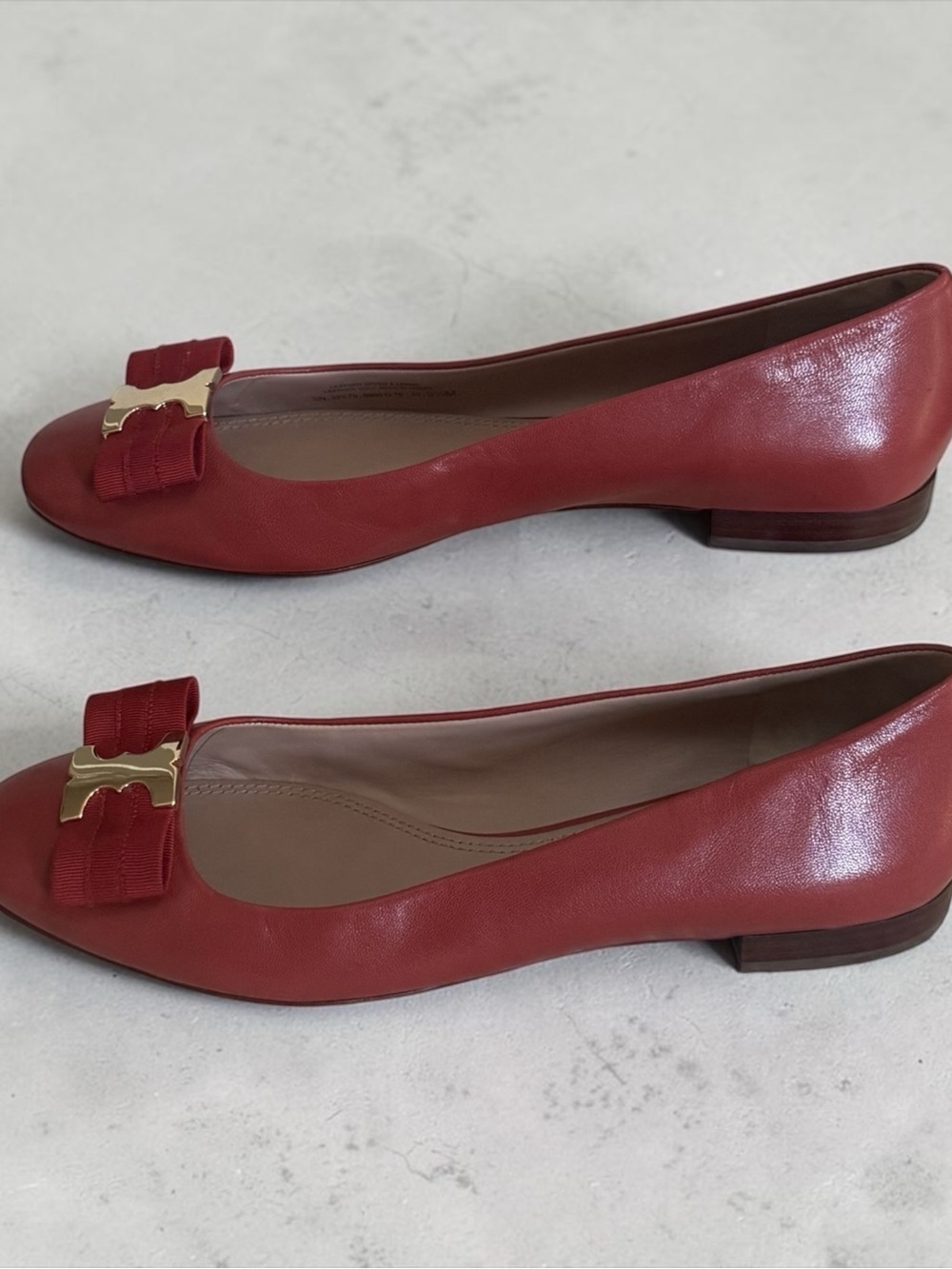 Tory Burch Liana Red Leather Ballet Flats with Ribbon Accent! Size 9.5 - Picture 5 of 10